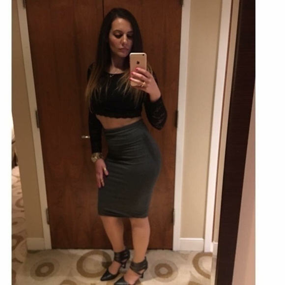 Black Lace long sleeved express crop top small - Picture 1 of 8